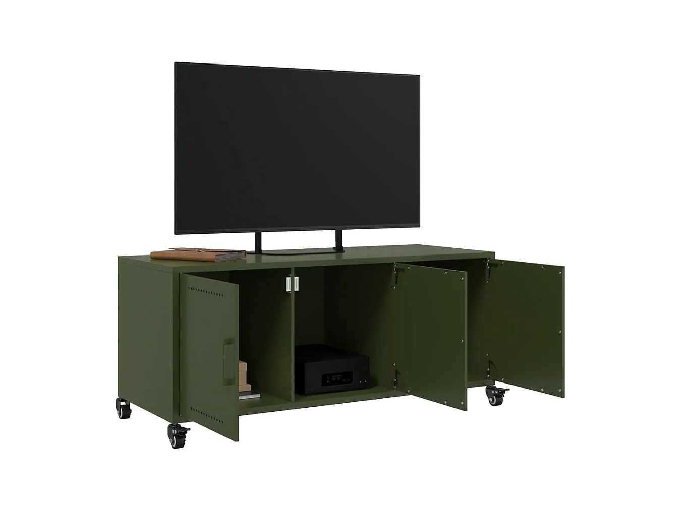 Tv-meubel | Tv-Bank | TV-kast100,5x39x43,5 cm staal olijfgroen