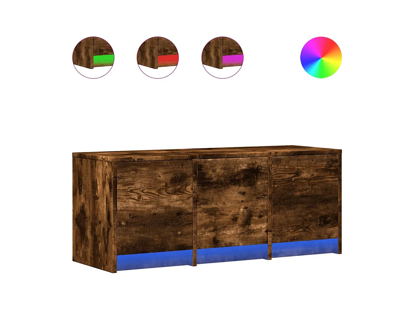 Tv-meubel | Tv-Bank | TV-kastmet LED 97x34x40 cm bewerkt hout gerookt eikenkleur