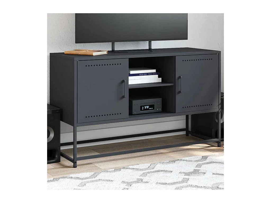 Mueble para TV  | Gabinete de TV |  Mueble de salón de acero gris antracita 100,5x39x60,5 cm
