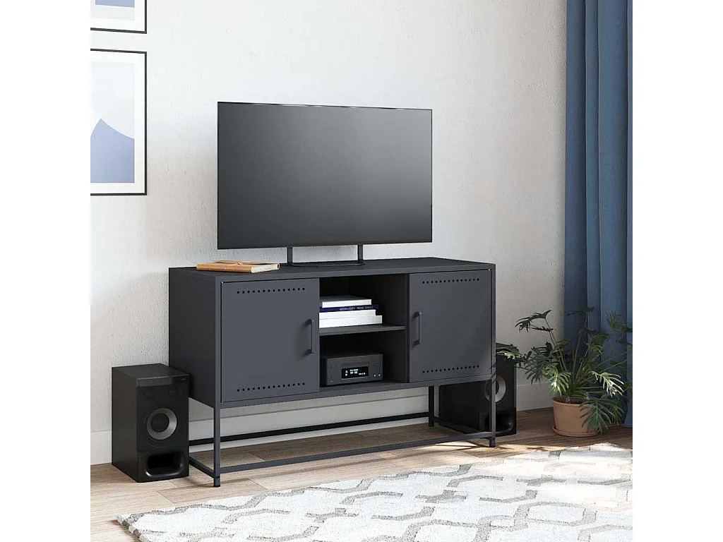 Mueble para TV  | Gabinete de TV |  Mueble de salón de acero gris antracita 100,5x39x60,5 cm