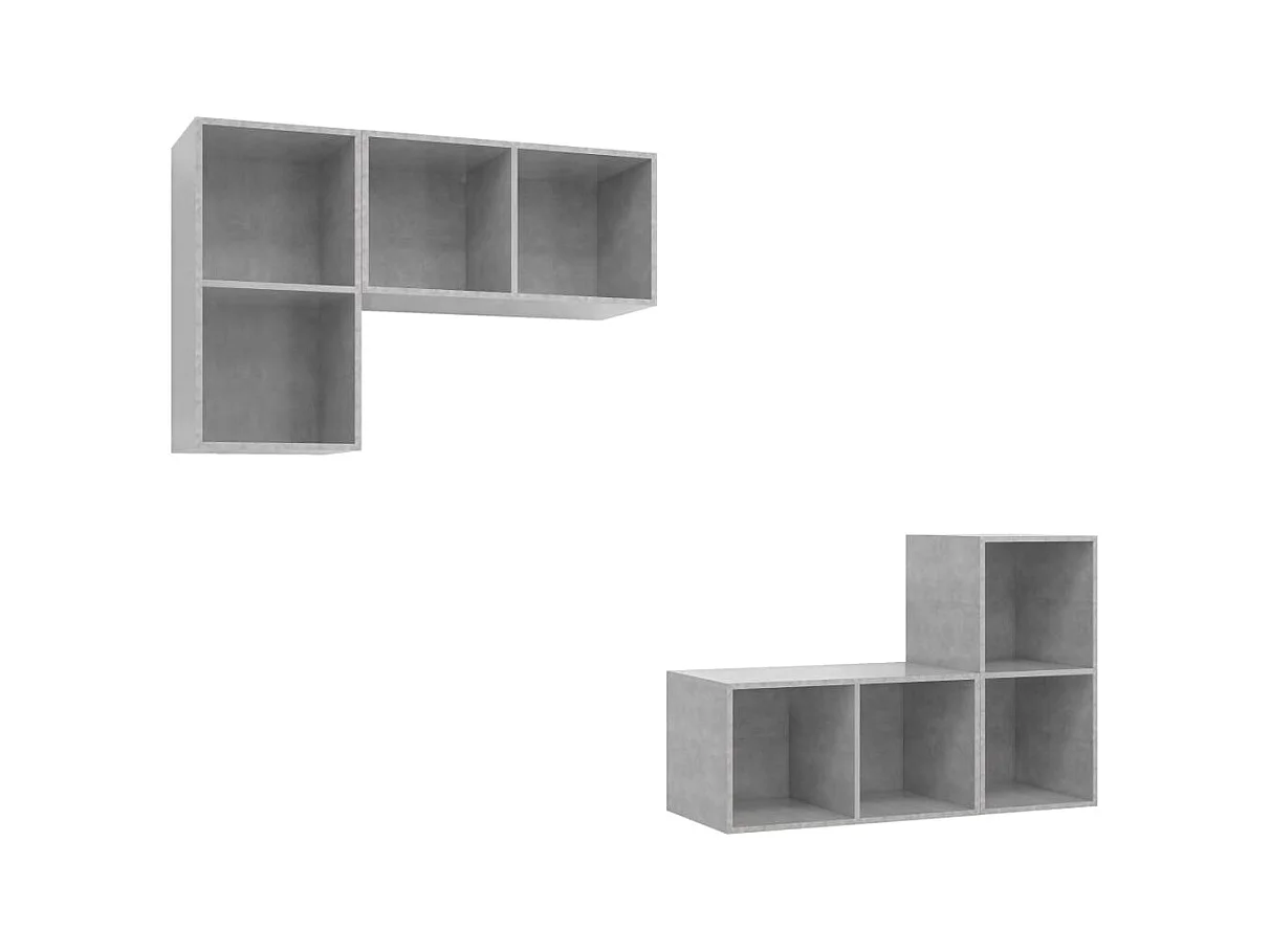 Muebles de salón | Gabinetes de TV |  Muebles de TV de pared 4 pzs madera ingeniería gris hormigón