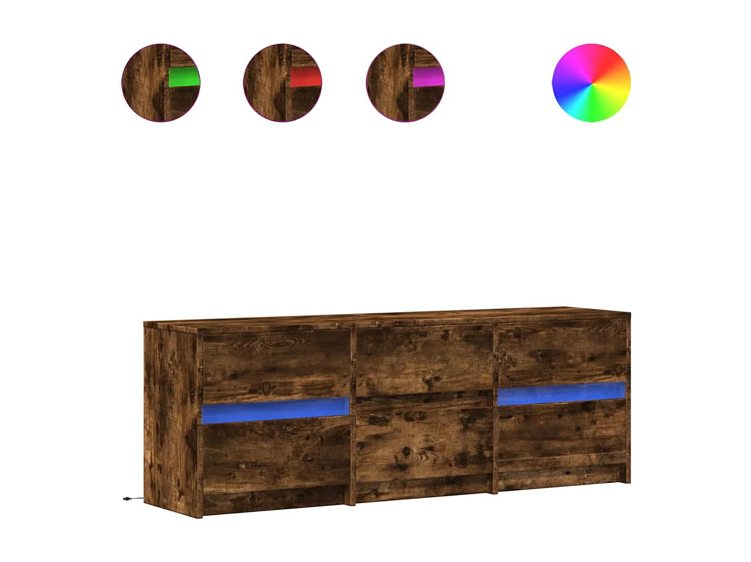 Meuble TV | Banc TV | Armoire TV avec LED chêne fumé 140x34x50 cm bois d'ingénierie