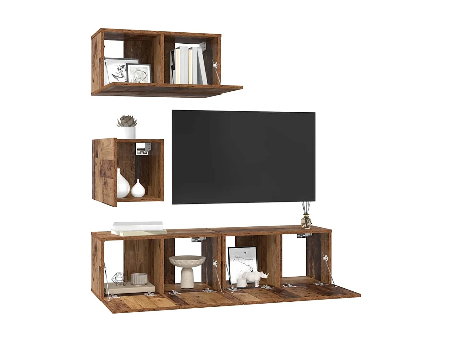 Conjunto de Mueble de TV | Mueble de salón 4 pcs Madera vieja 60 x 30 x 30 cm