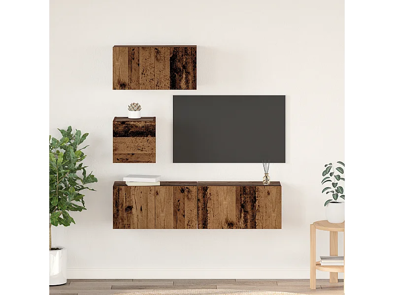 Tv-meubelset | Tv-Bank | TV-kast 4 pcs Oud hout 60 x 30 x 30 cm Bewerkt hout