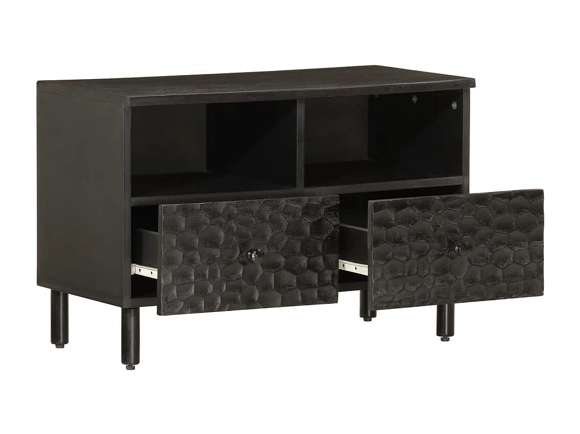 Mueble de TV | Mueble de salón madera maciza de mango negro 70x33x46 cm