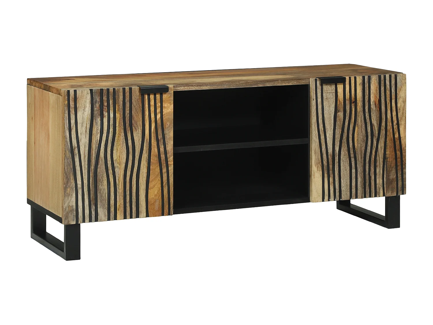 TV-kast | Tv-meubel | Tv-Bank, 105 x 33,5 x 46 cm, gemaakt van massief mangohout en spaanplaat.