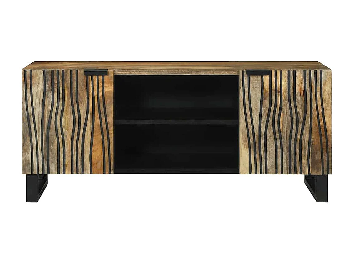 TV-kast | Tv-meubel | Tv-Bank, 105 x 33,5 x 46 cm, gemaakt van massief mangohout en spaanplaat.