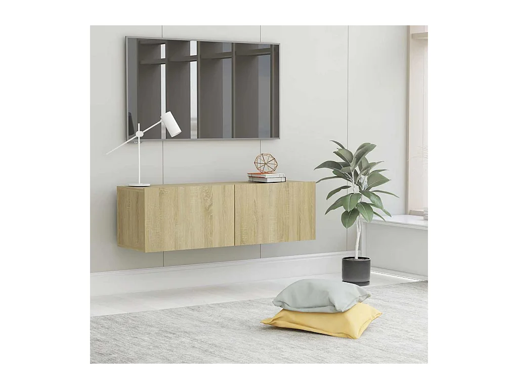 Mueble para TV  | Gabinete de TV |  Mueble de salón madera contrachapada color roble 100x30x30 cm