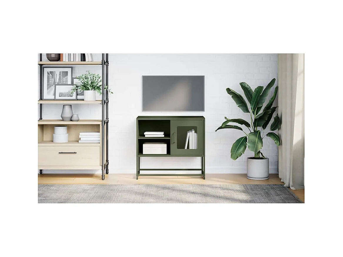 Tv-meubel | Tv-Bank | TV-kast68x39x60,5 cm staal olijfgroen