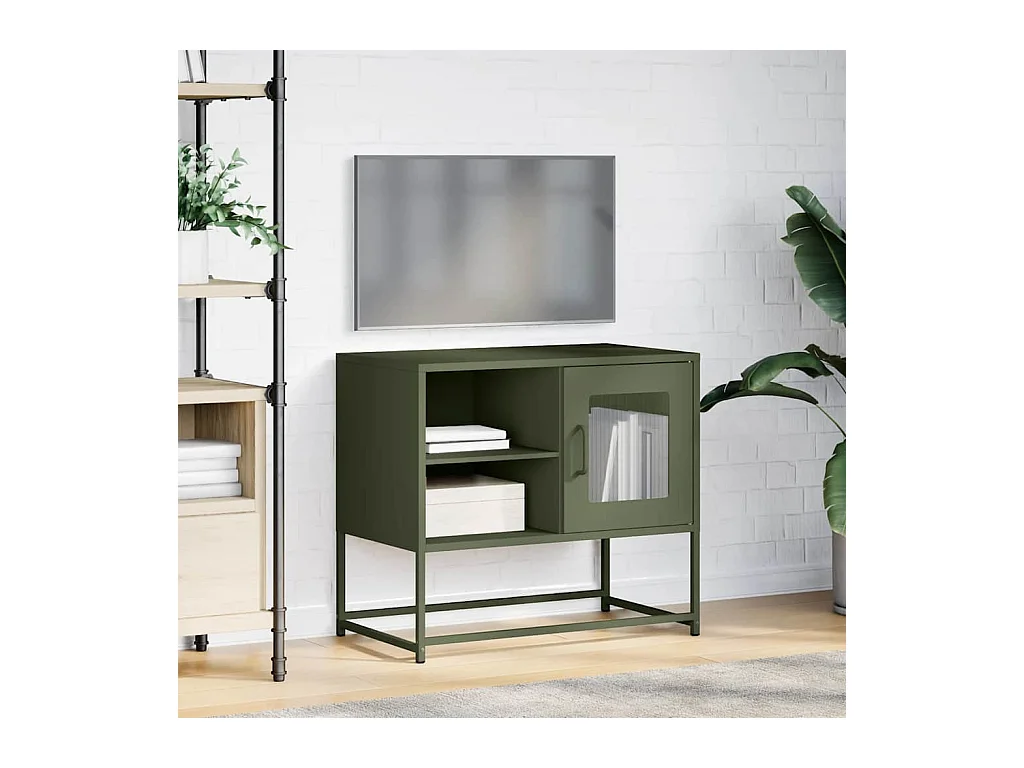 Tv-meubel | Tv-Bank | TV-kast68x39x60,5 cm staal olijfgroen