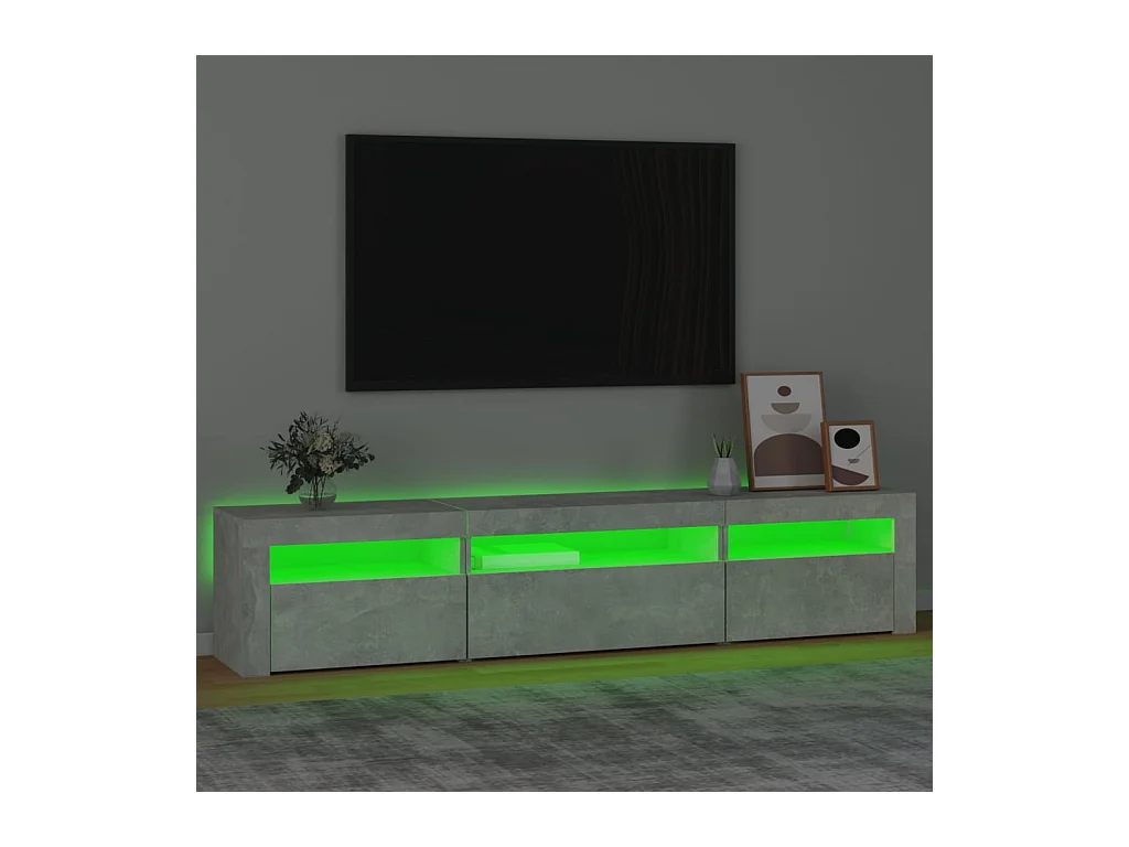 Mueble de TV | Mueble de salón con luces LED gris hormigón 195x35x40 cm