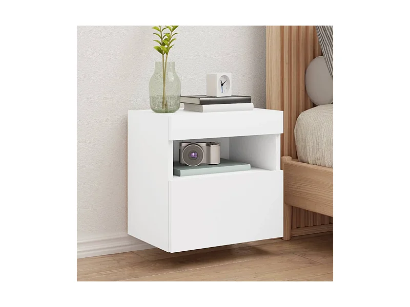 Muebles de TV | Gabinetes de TV |  Muebles de salón de pared con luces LED 2 uds blanco 40x30x40 cm