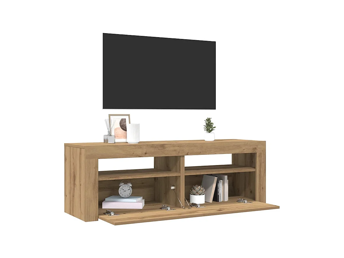 Mueble de TV | Mueble de salón luces LED madera roble artisan 120x35x40 cm