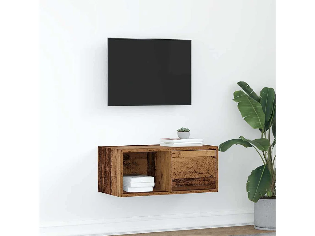 Tv-meubel | Tv-Bank | TV-kast60x31x25,5 cm bewerkt hout oud houtkleurig