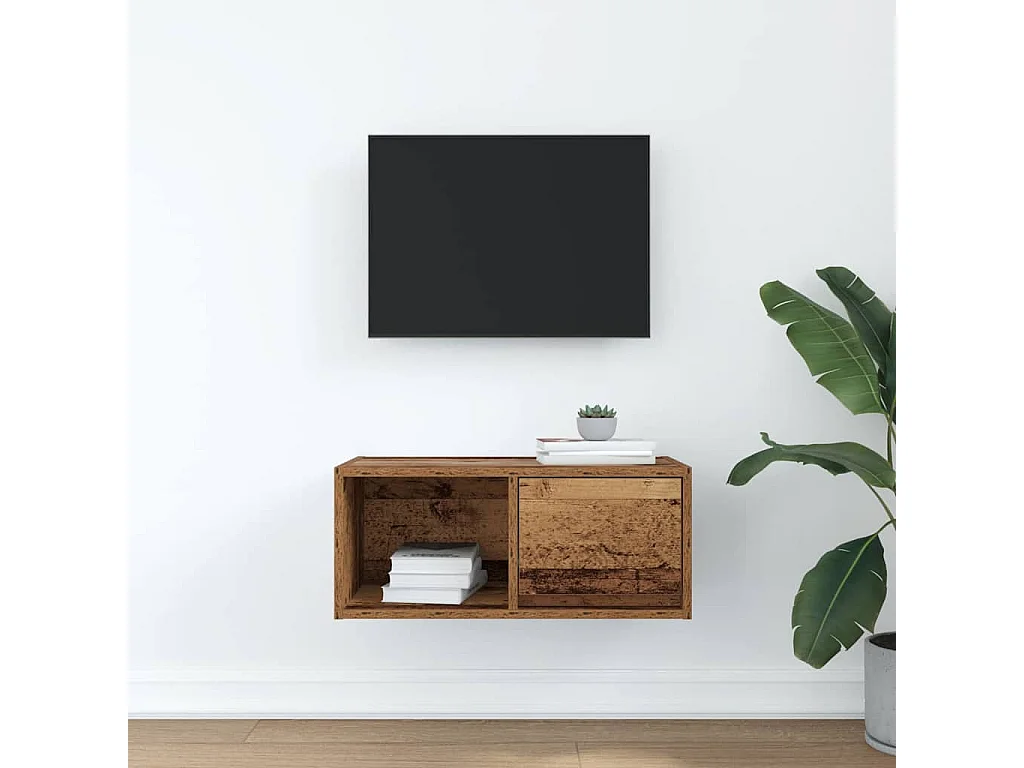 Tv-meubel | Tv-Bank | TV-kast60x31x25,5 cm bewerkt hout oud houtkleurig