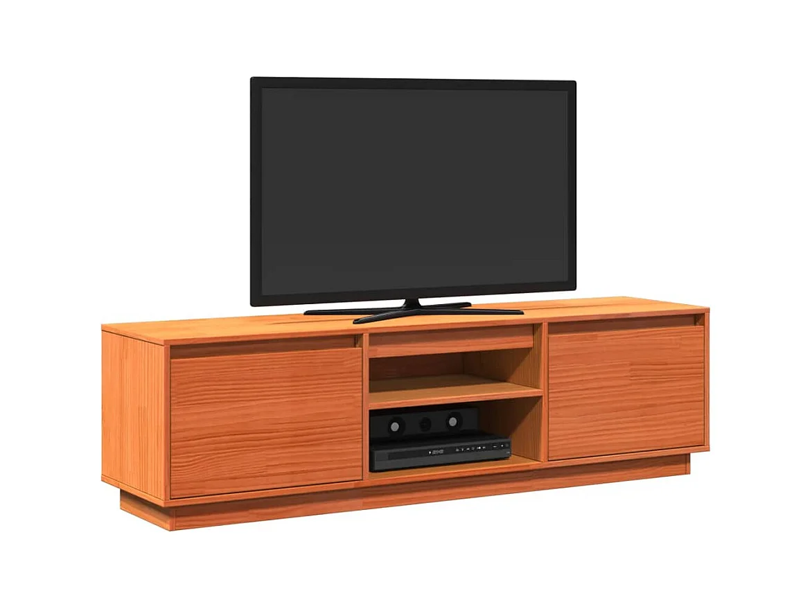 Mueble de TV | Mueble de salón madera maciza de pino marrón cera 140x35x40 cm