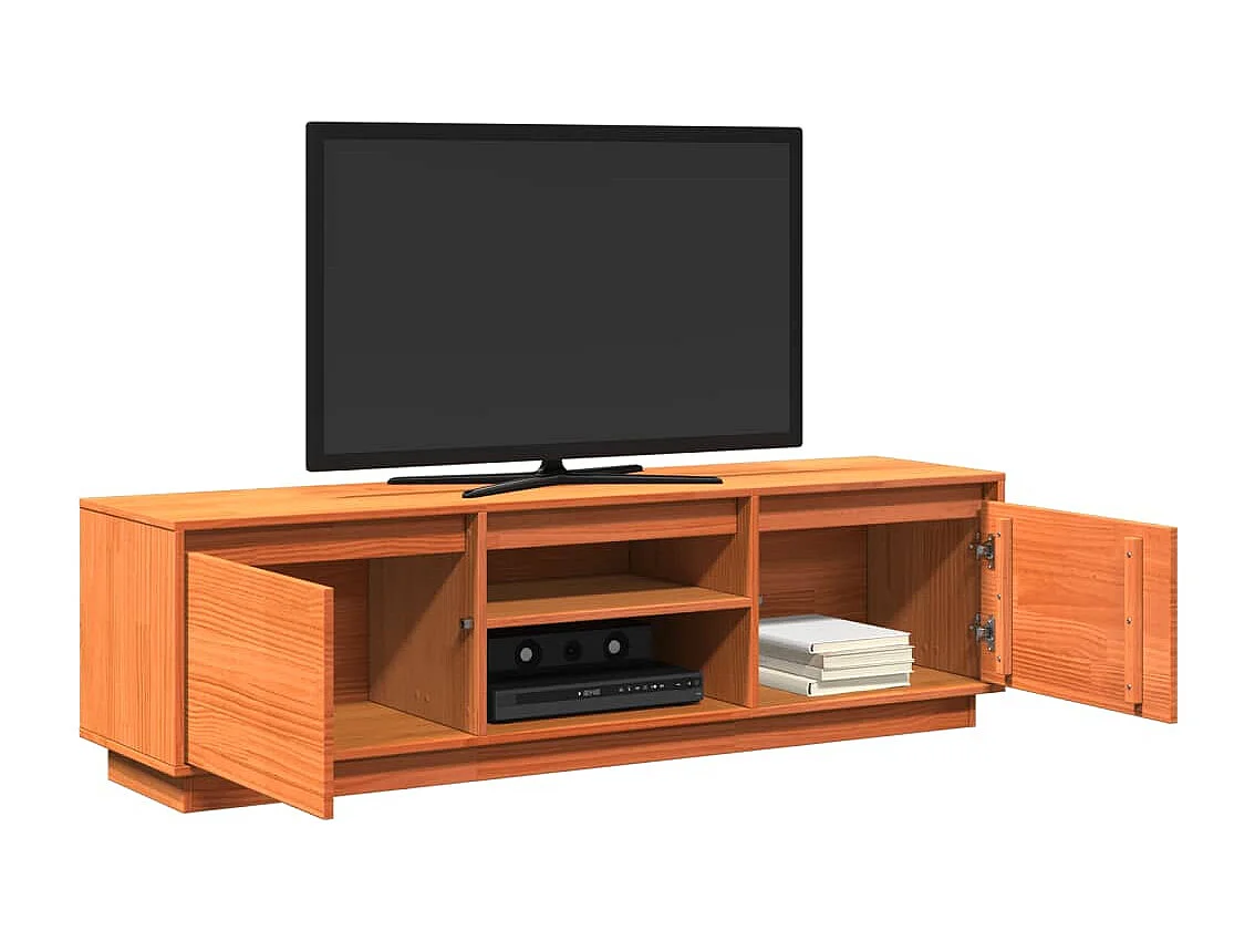 Meuble TV | Banc TV | Armoire TV cire marron 140x35x40 cm bois pin massif