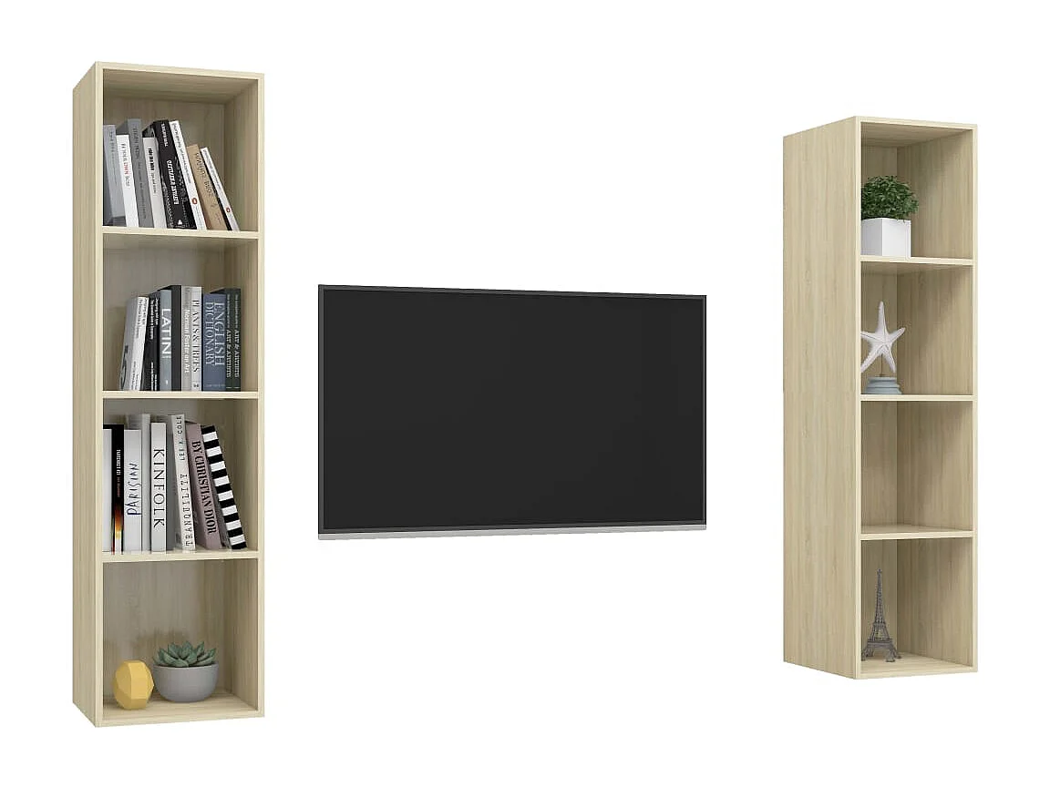 Meubles TV | Bancs TV | Armoires TV muraux 2 pcs Chêne sonoma Bois d'ingénierie