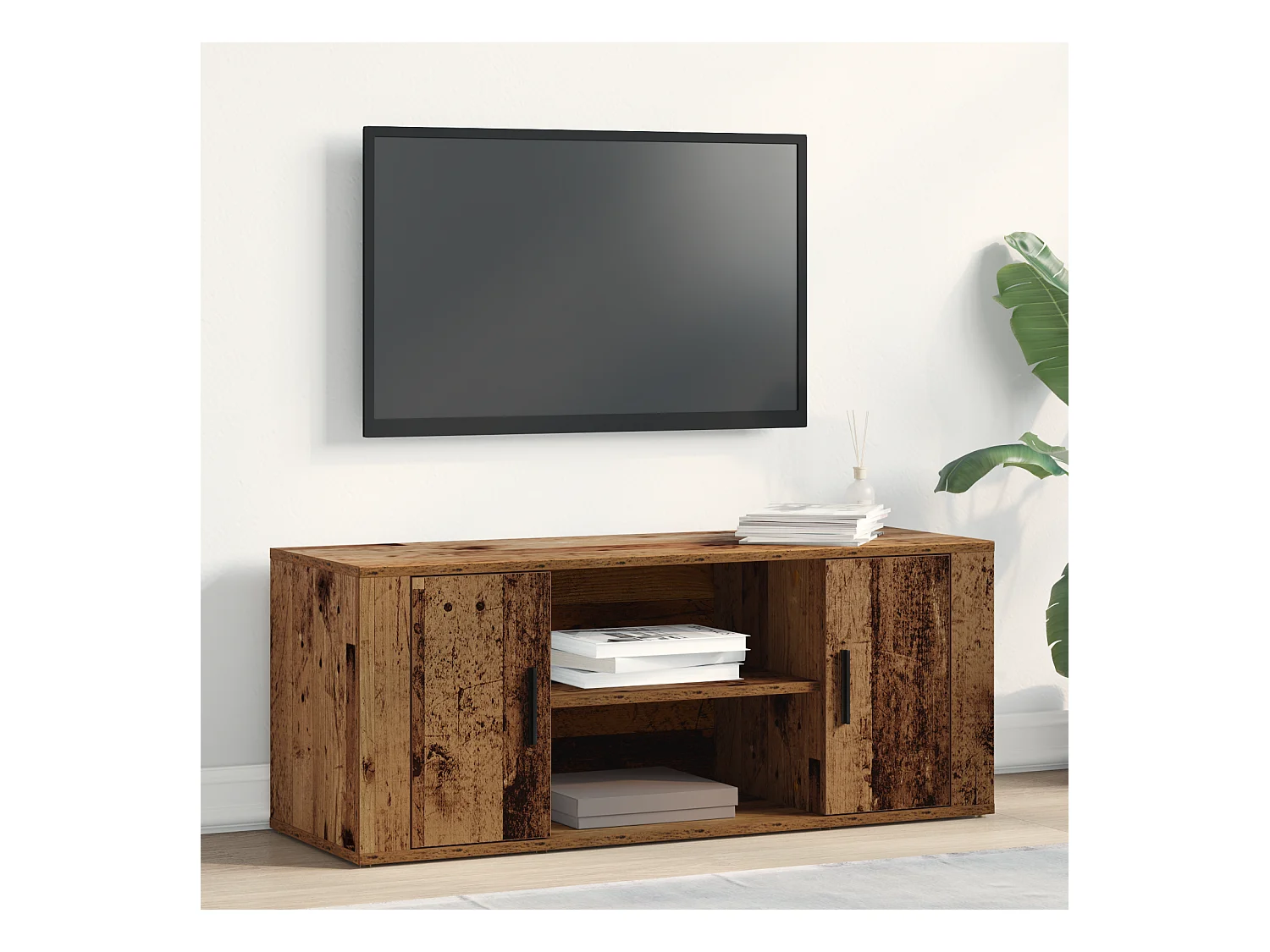 Tv-meubel | Tv-Bank | TV-kast100x35x40 cm bewerkt hout oud houtkleurig