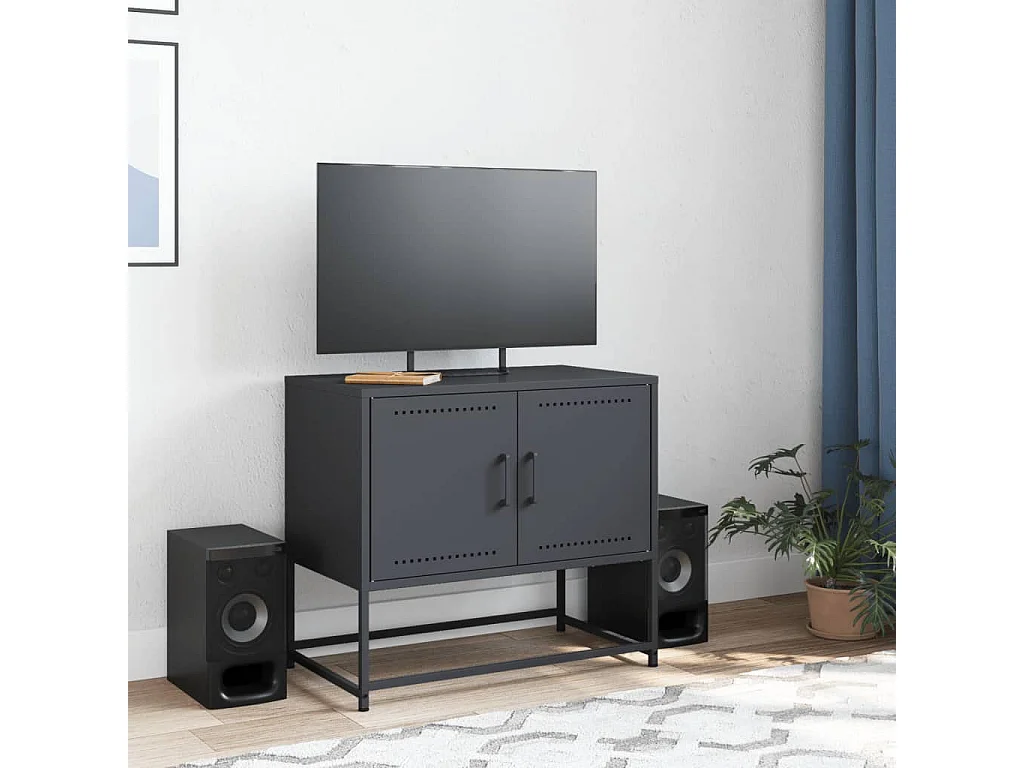 Mueble para TV  | Gabinete de TV |  Mueble de salón de acero gris antracita 68,5x39x60,5 cm