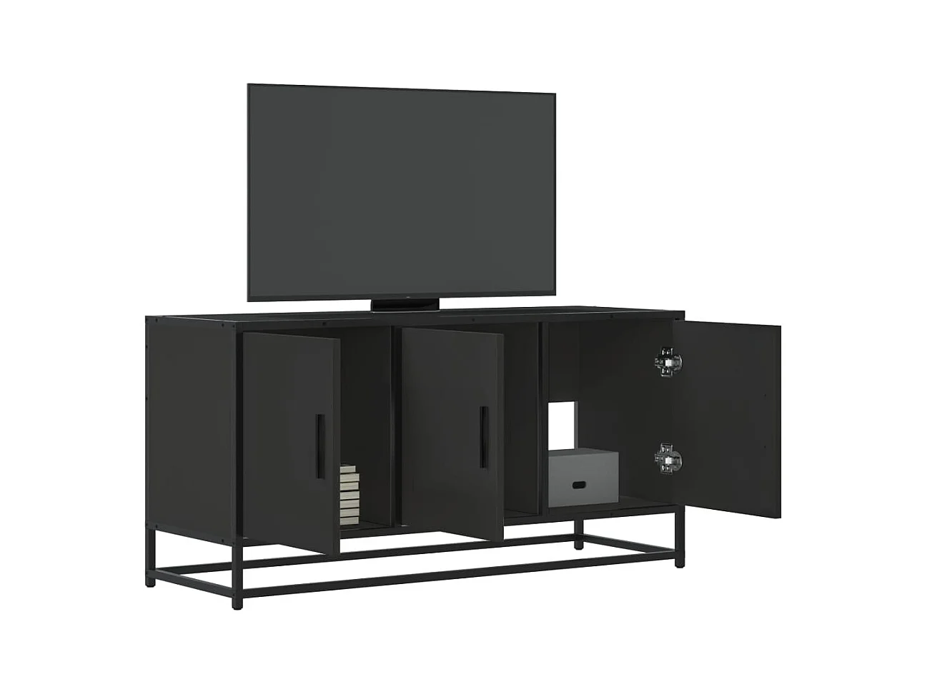 Mueble de TV | Mueble de salón madera de ingeniería y metal negro 100x35x50 cm