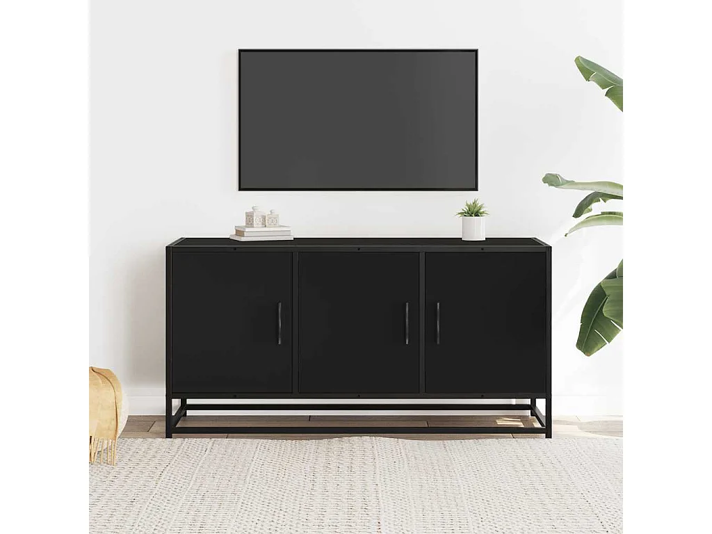 Tv-meubel | Tv-Bank | TV-kast100x35x50 cm bewerkt hout en metaal zwart