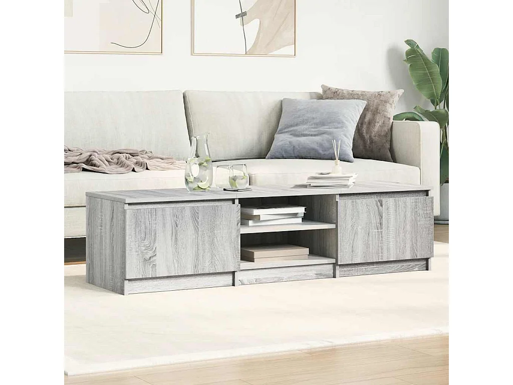 Tv-meubel | Tv-Bank | TV-kast 140x40x35,5 cm bewerkt hout grijs sonoma eikenkleurig