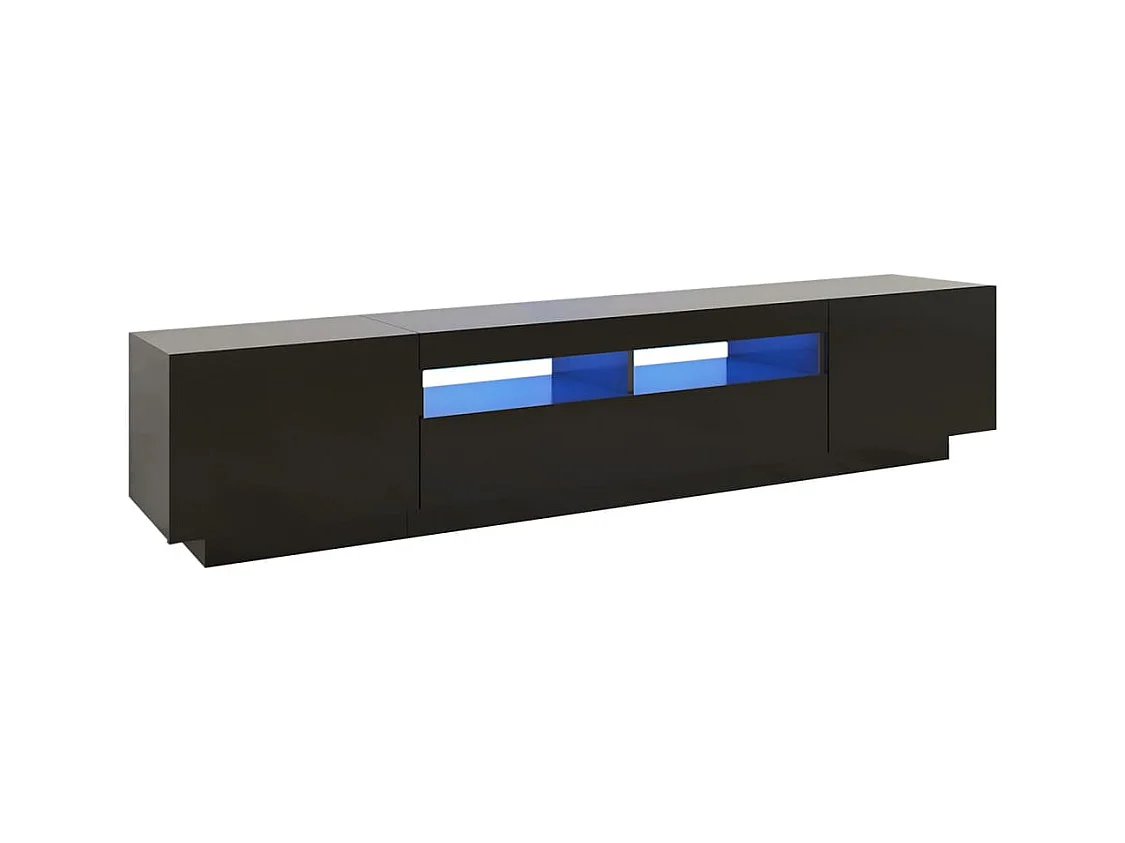 Mueble para TV  | Gabinete de TV |  Mueble de salón con luces LED negro 200x35x40 cm