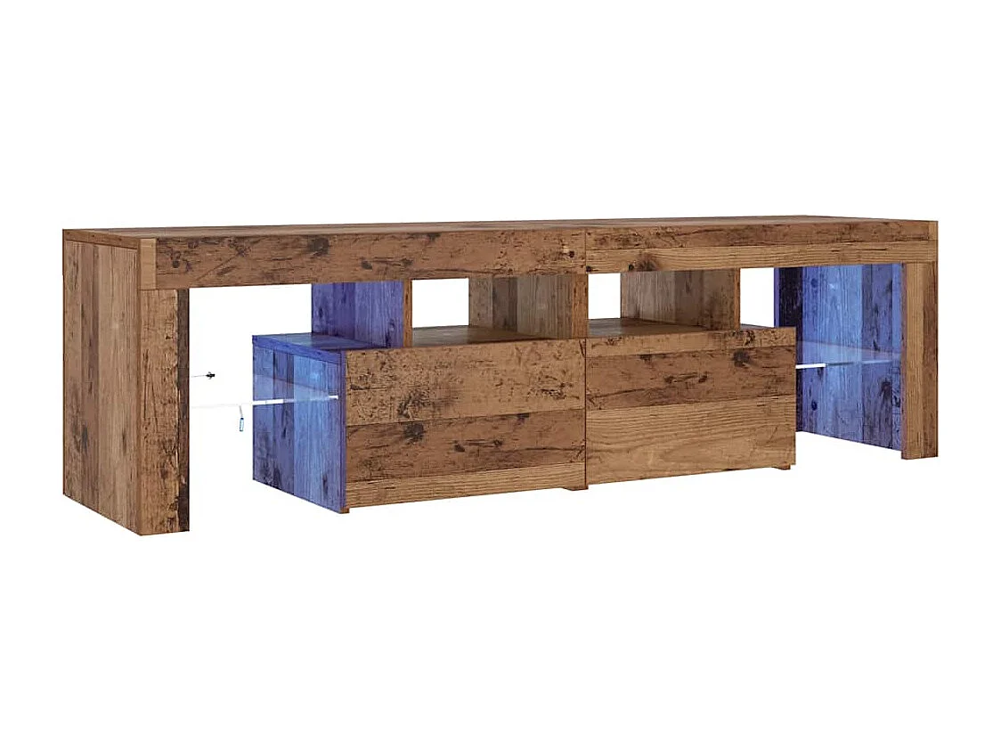 Meuble TV | Banc TV | Armoire TV avec lumières LED vieux bois bois d'ingénierie