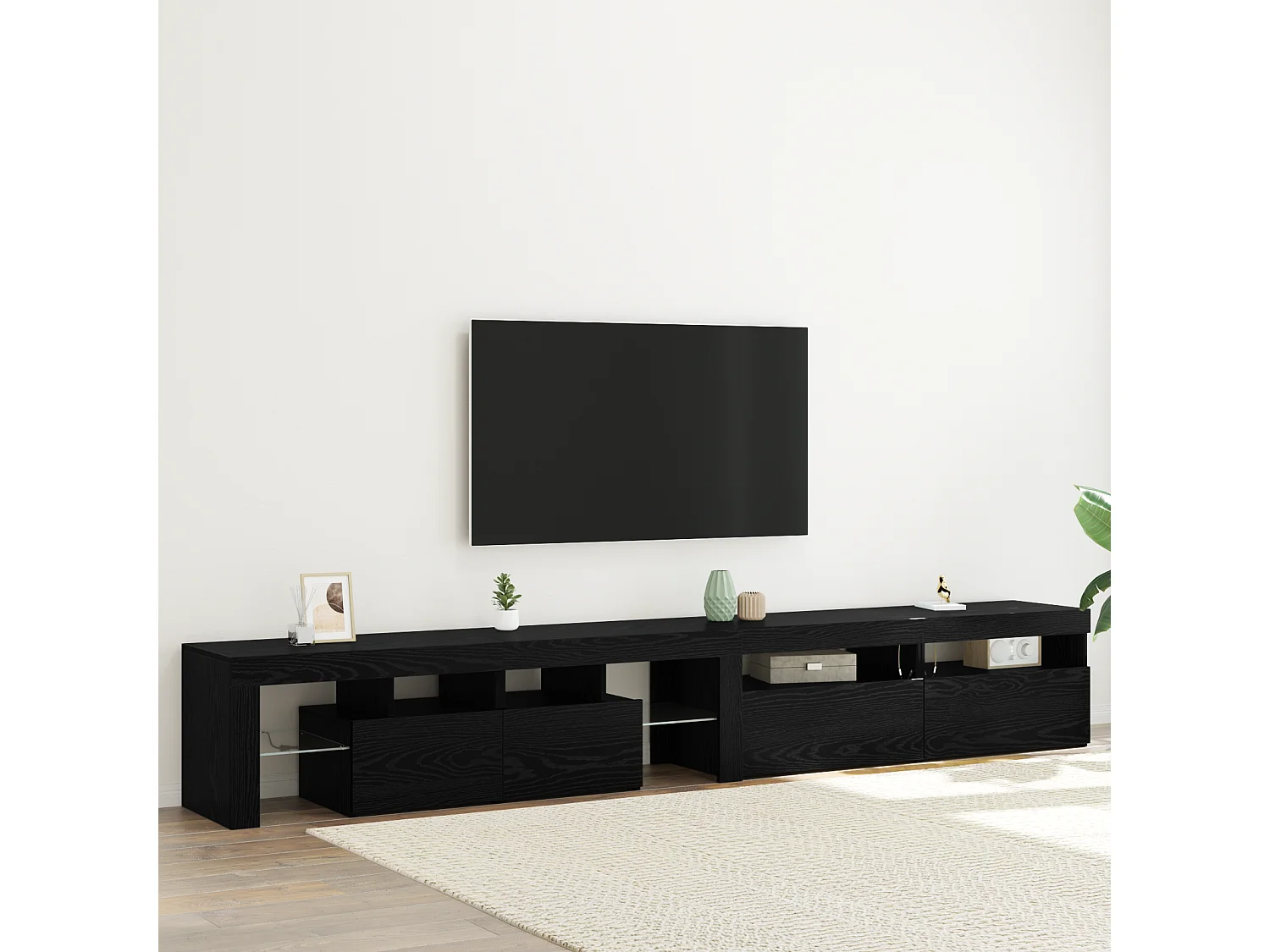 Mueble TV | Cabinetes de Televisión 3 pcs Roble negro 260 x 36.5 x 40 cm