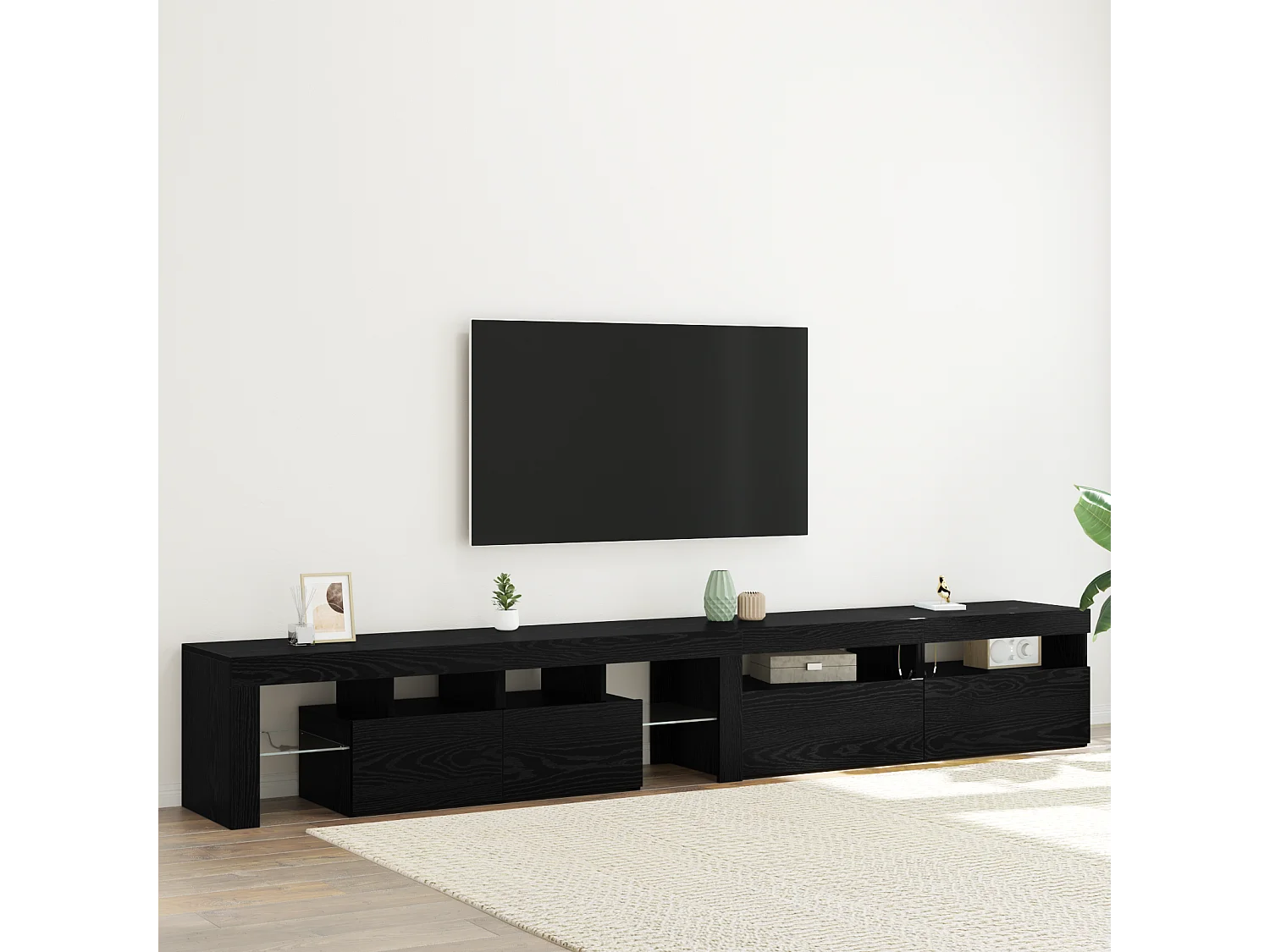 Mueble TV | Cabinetes de Televisión 3 pcs Roble negro 260 x 36.5 x 40 cm