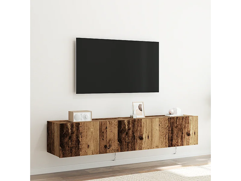 Tv-wandmeubels | Tv-Banken | TV-kasten 2 st met LED 80x35x31 cm oud houtkleurig