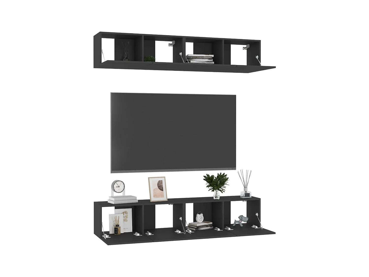 Muebles de salón | Gabinetes de TV |  Muebles de TV 4 uds madera ingeniería negro 80x30x30 cm