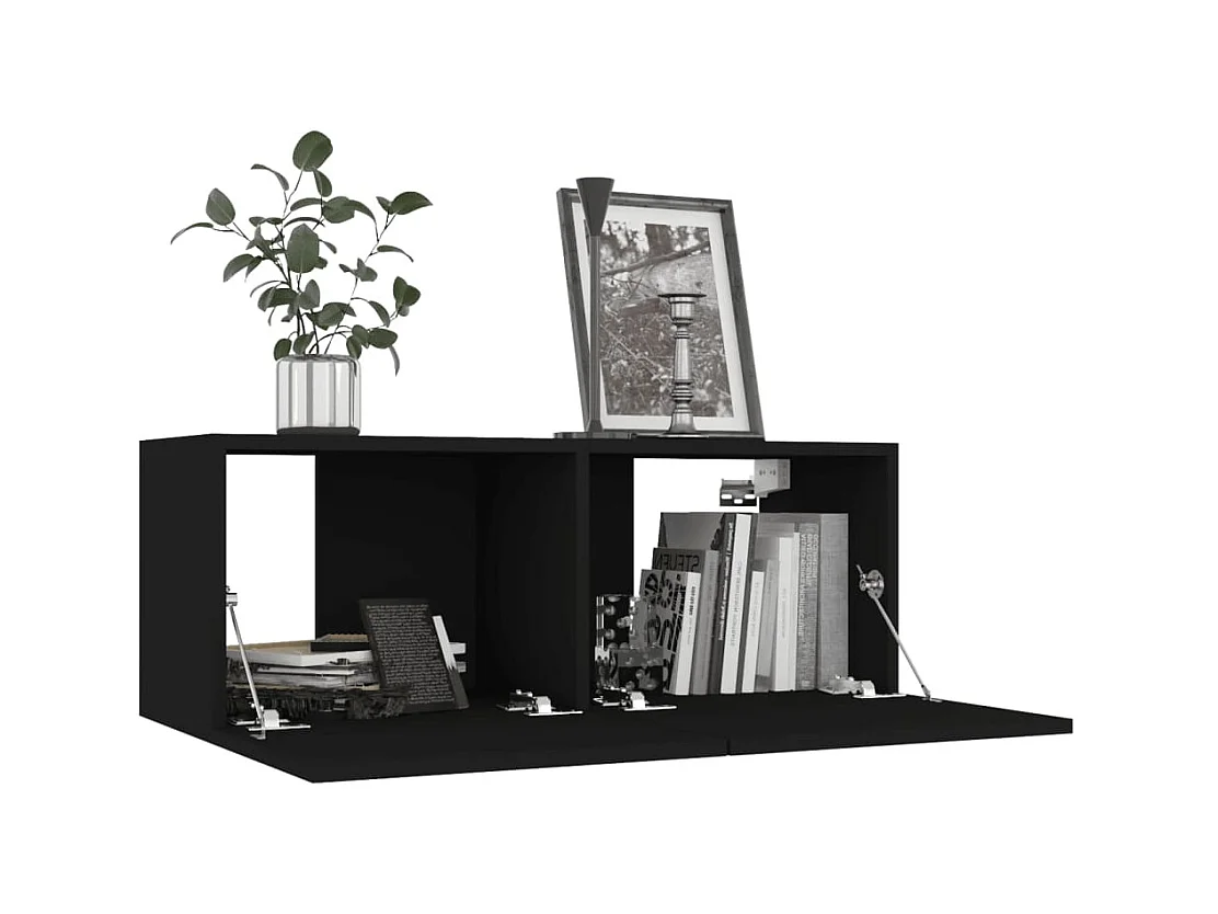 Muebles de salón | Gabinetes de TV |  Muebles de TV 4 uds madera ingeniería negro 80x30x30 cm