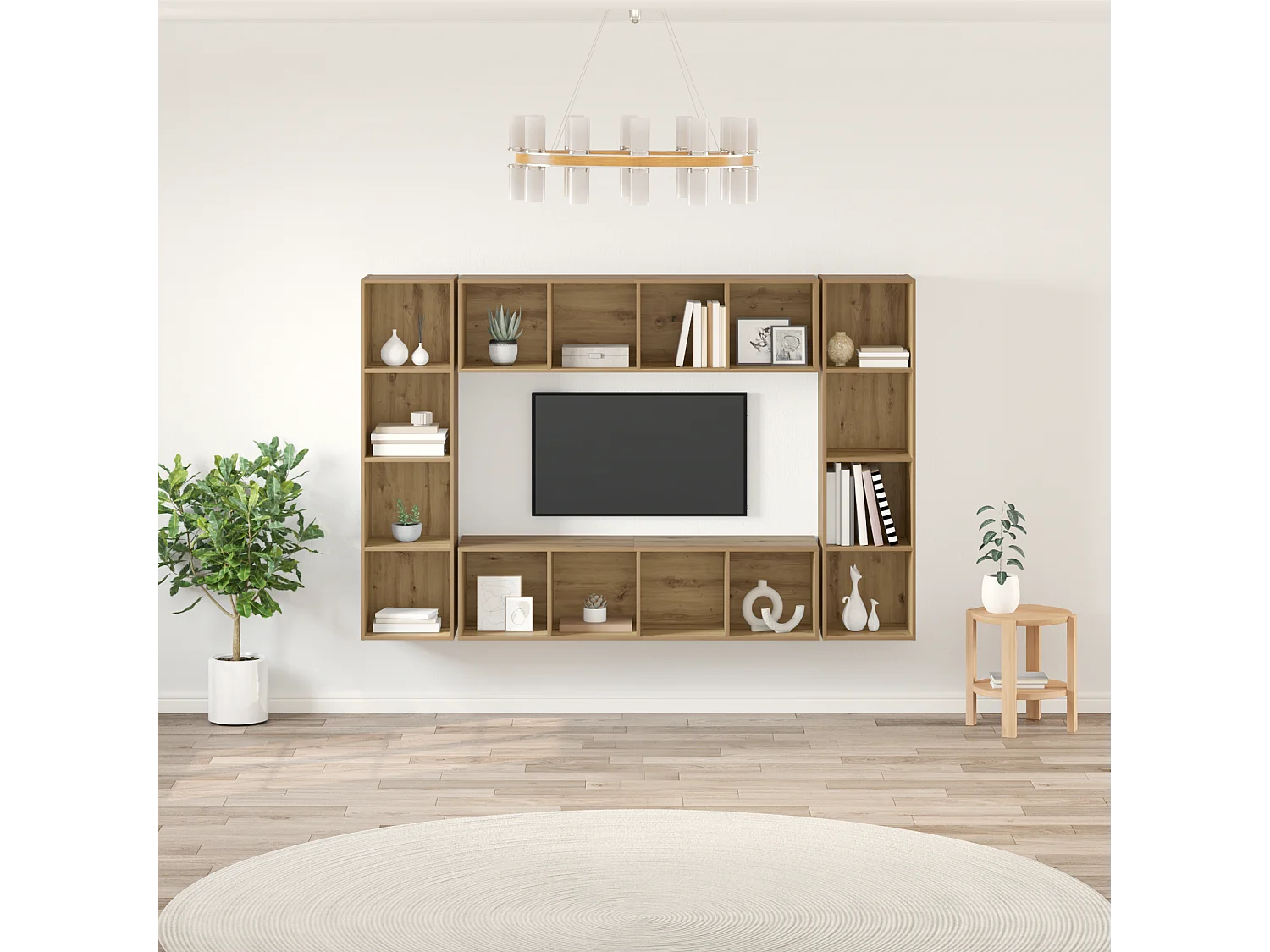 Tv-meubelset | Tv-Bank | TV-kast 4 pcs Bruin 37 x 37 x 142.5 cm Bewerkt hout