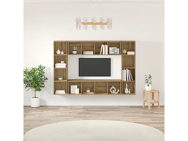 Tv-meubelset | Tv-Bank | TV-kast 4 pcs Bruin 37 x 37 x 142.5 cm Bewerkt hout
