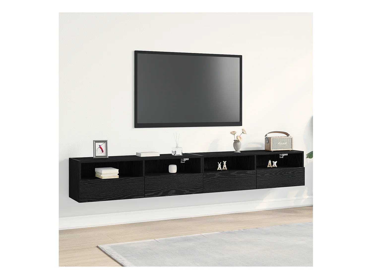 Meubles TV | Bancs TV | Armoires TV 2 pcs Chêne noir 100x30x30 cm Bois d'ingénierie