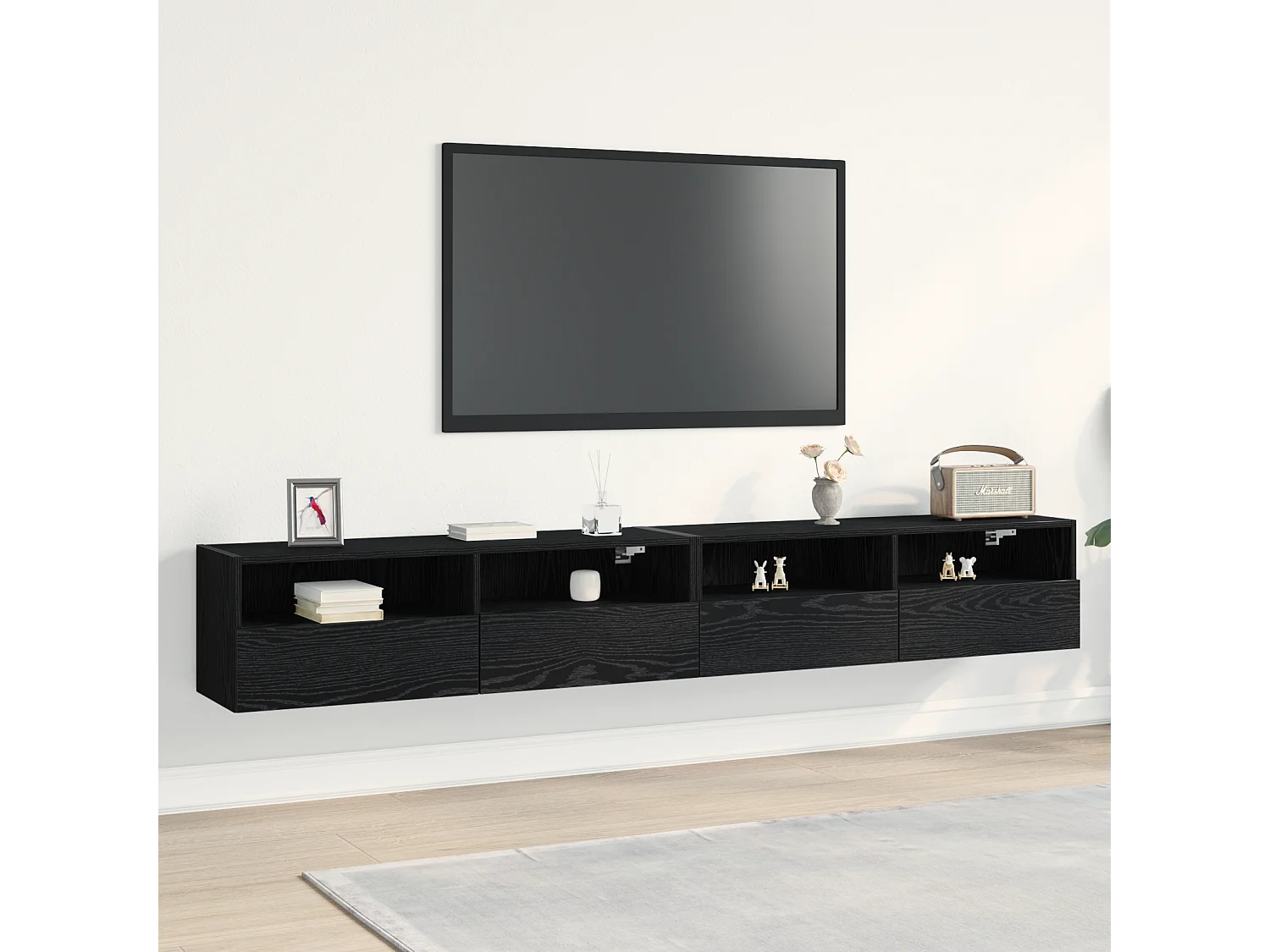 Meubles TV | Bancs TV | Armoires TV 2 pcs Chêne noir 100x30x30 cm Bois d'ingénierie