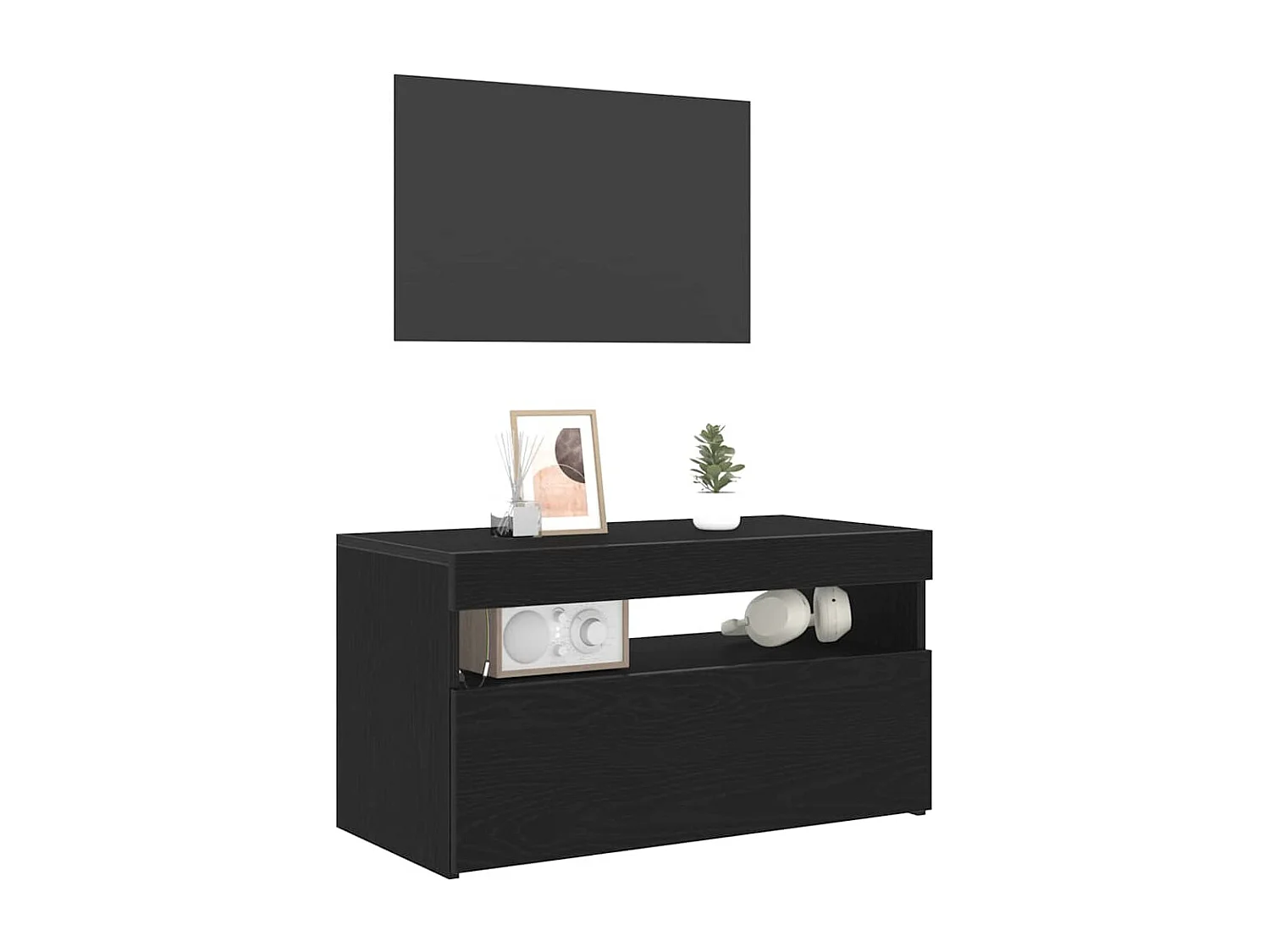 Gabinete de TV | Mueble de TV | Mueble de salón Negro 75 x 35 x 40 cm Madera contrachapada