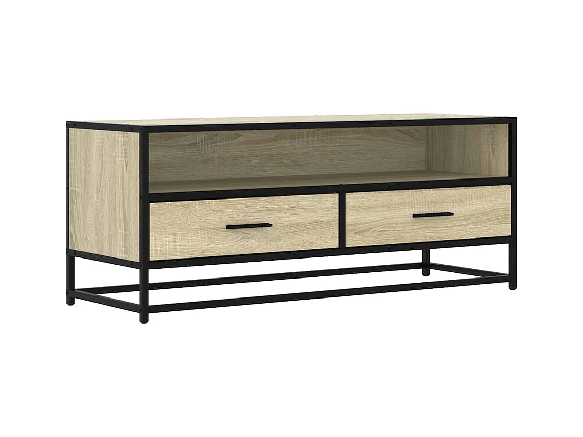 Tv-meubel | Tv-Bank | TV-kast100x34,5x40cm bewerkt hout metaal sonoma eikenkleurig