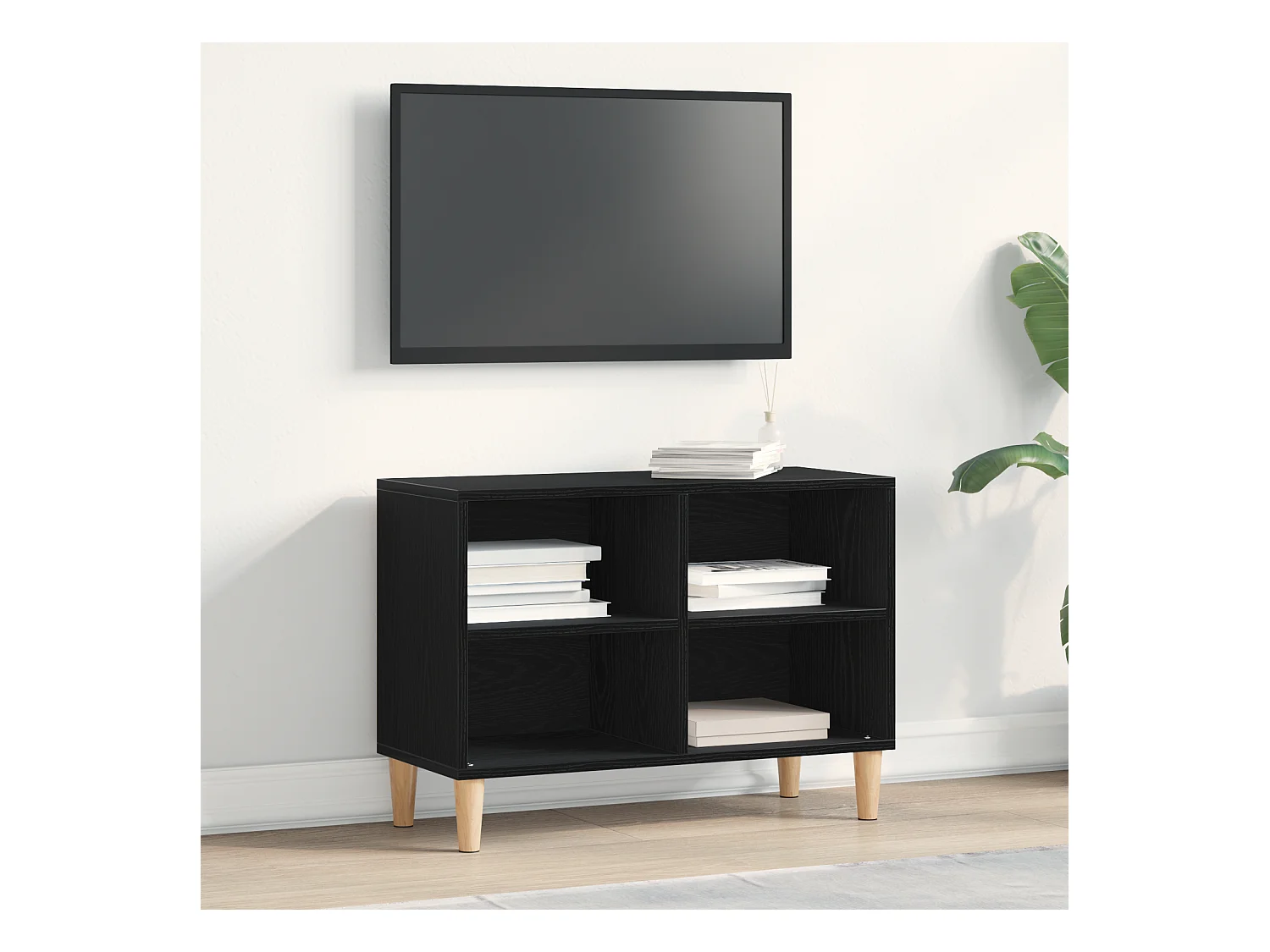 Gabinete de TV | Mueble de TV | Mueble de salón Negro 69.5 x 30 x 50 cm Madera contrachapada