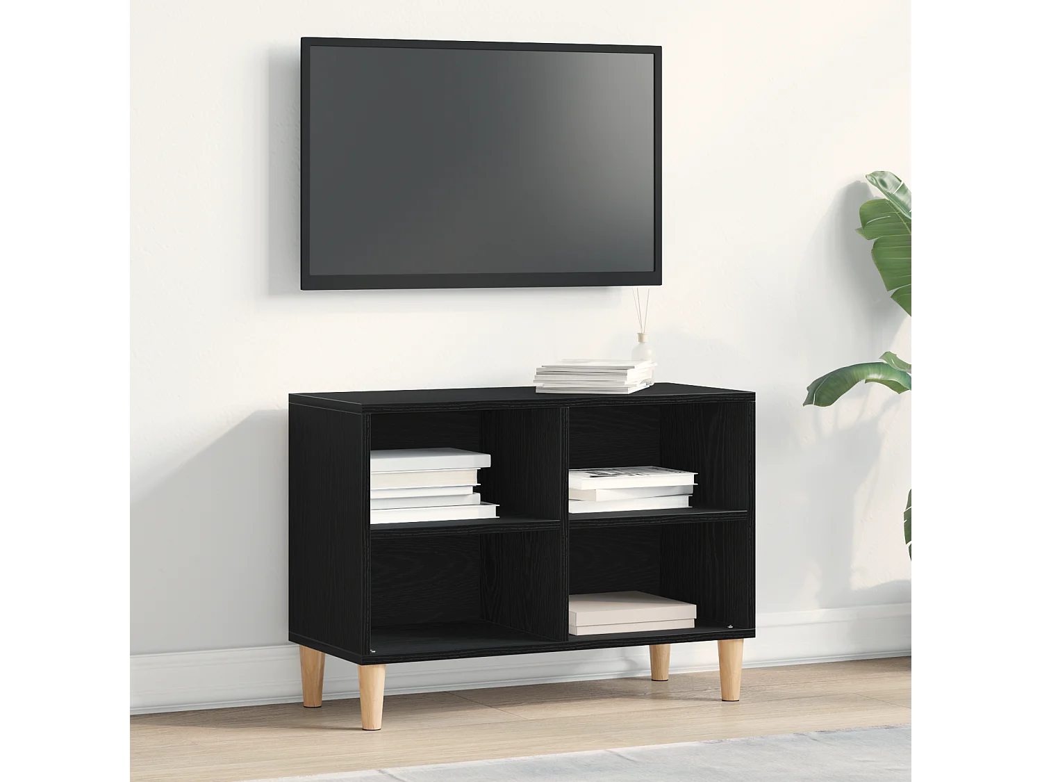 Gabinete de TV | Mueble de TV | Mueble de salón Negro 69.5 x 30 x 50 cm Madera contrachapada