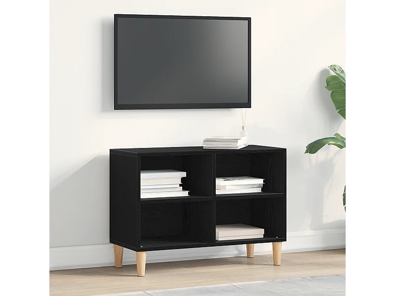Gabinete de TV | Mueble de TV | Mueble de salón Negro 69.5 x 30 x 50 cm Madera contrachapada