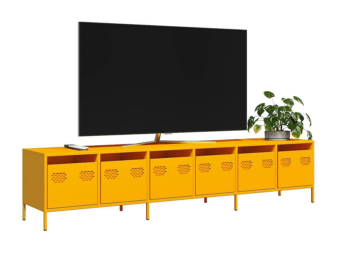 Tv-meubel | Tv-Bank | TV-kast202x39x43,5 cm koudgewalst staal mosterdgeel