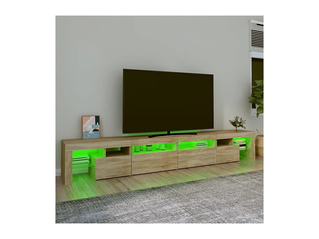 Meuble TV | Banc TV | Armoire TV avec lumières LED Chêne sonoma 260x36,5x40 cm