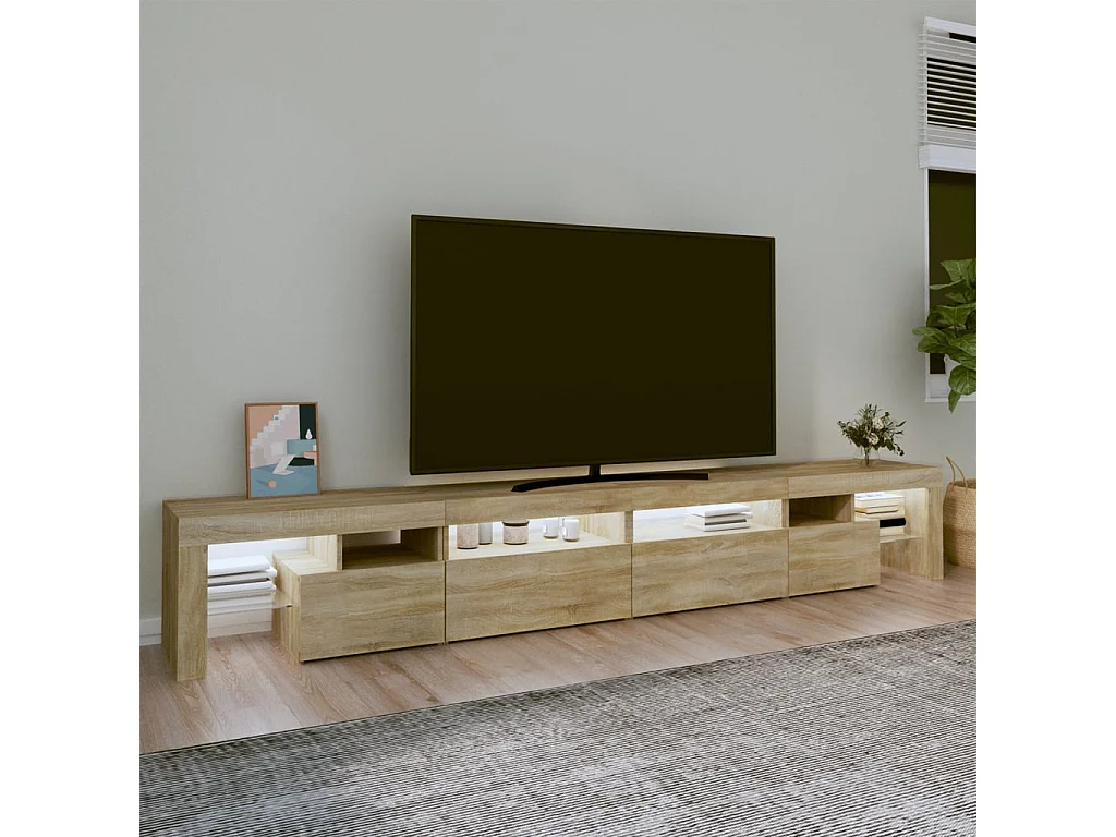 Mueble de TV | Mueble de salón con luces LED roble Sonoma 260x36,5x40 cm