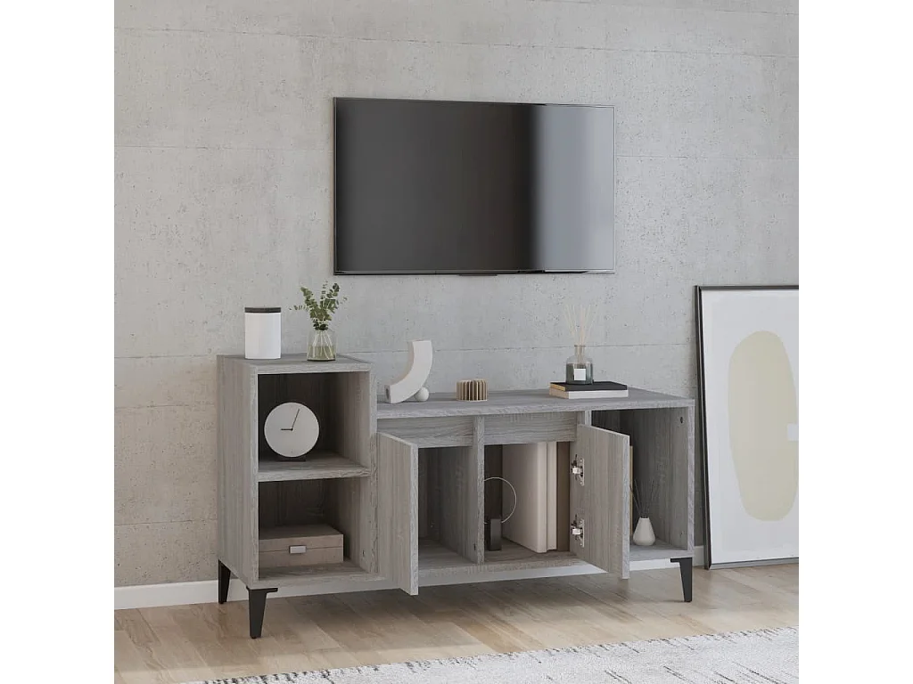 Mueble de TV | Mueble de salón madera contrachapada gris Sonoma 100x35x55 cm