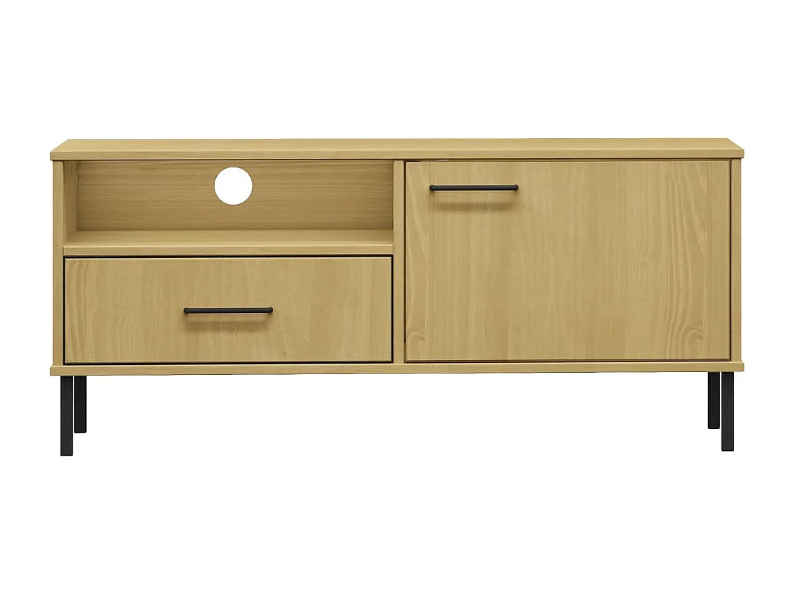 Mueble de TV | Mueble de salón con patas de metal OSLO madera maciza pino marrón