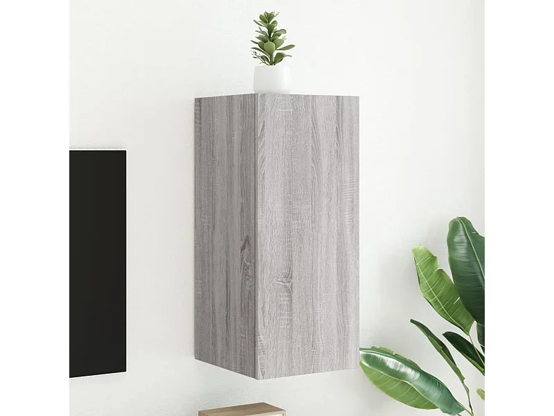 Mueble de TV | Mueble de salón de pared con luces LED gris Sonoma 30,5x35x70 cm