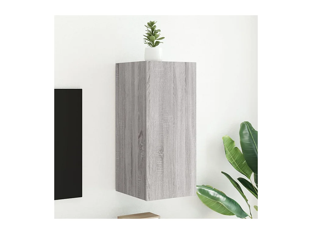 Mueble de TV | Mueble de salón de pared con luces LED gris Sonoma 30,5x35x70 cm